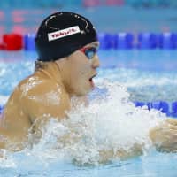 Yasuhiro Koseki competes in th men\'s 200-meter breaststroke on Thursday at the FINA World Short Course Swimming Championships in Hangzhou, China. Koseki finished fourth. | KYODO