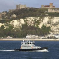 A Border Force patrol vessel leaves the Port of Dover in England on Wednesday. | AP