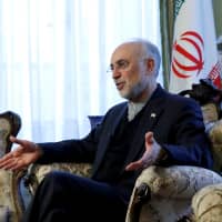 Iran\'s nuclear chief, Ali Akbar Salehi,gestures as he speaks to Reuters during an interview in Brussels in November. | REUTERS