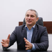 Ukrainian cyberpolice chief Serhiy Demedyuk speaks during an interview in Kiev in November 2017. | REUTERS