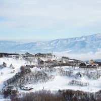 See the sea while you ski: The ski village of Madarao as seen from the slopes, with the Sea of Japan in the far distance. | OSCAR BOYD