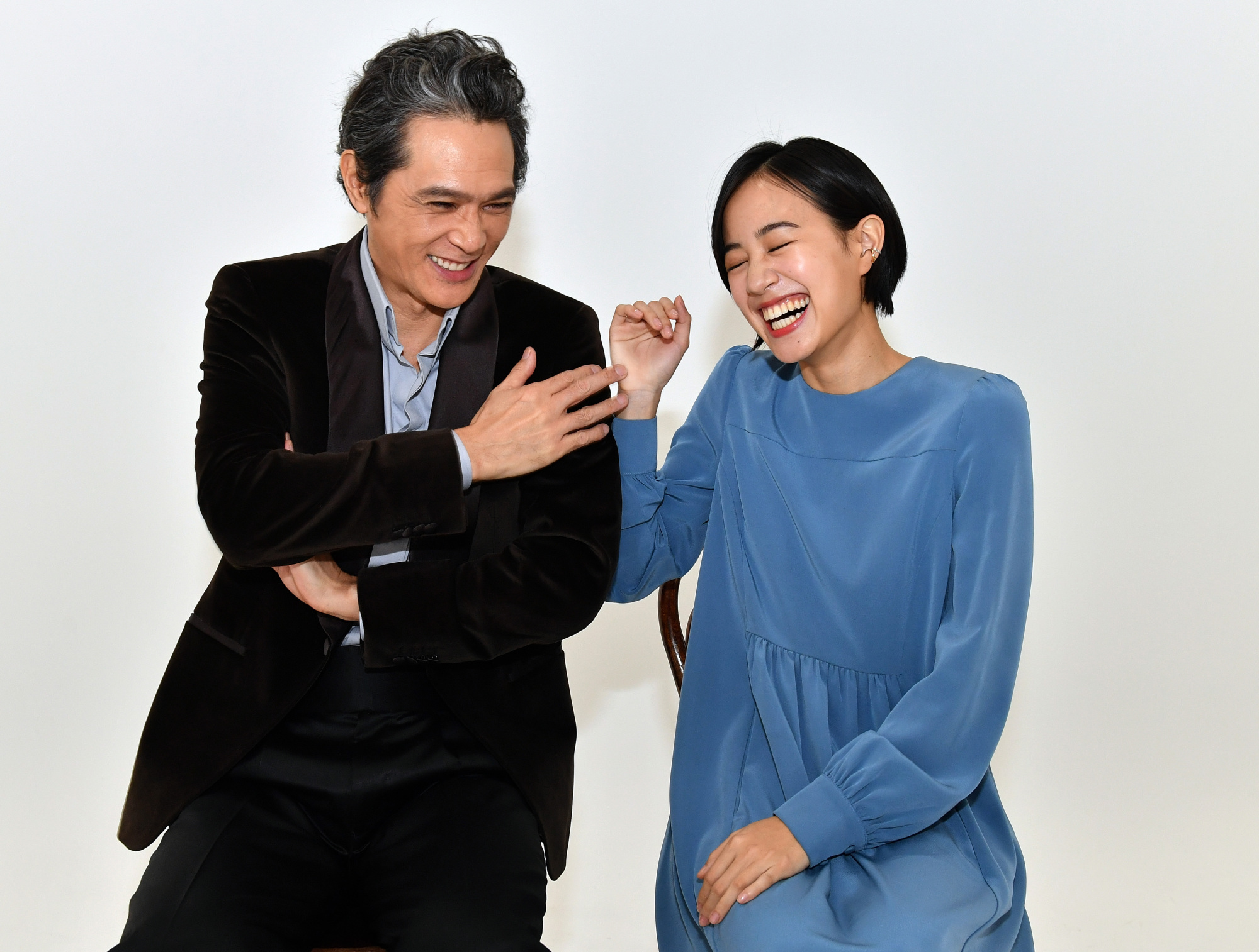 Laughing it up: Masaya Kato and Shizuka Ishibashi play a dysfunctional father and daughter in 