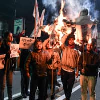 Protesters demonstrate last Wednesday in Assam state after India\'s lower house passed legislation granting citizenship to members of certain religious minorities, but not Muslims. | AFP-JIJI