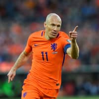 Dutch winger Arjen Robben is seen in a June 2017 file photo. | AFP-JIJI