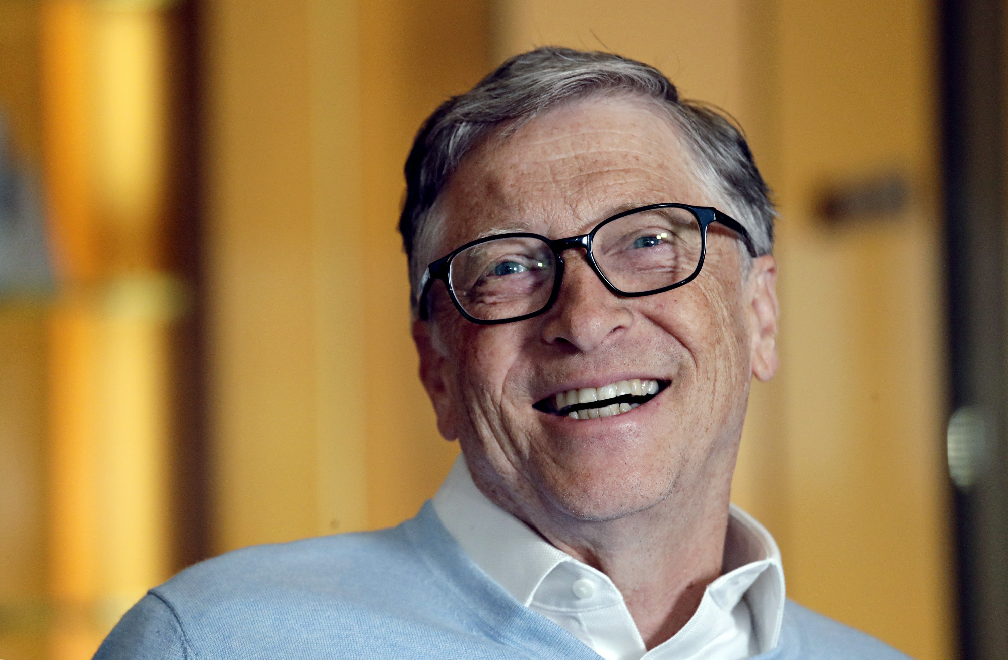 Bill Gates smiles is interviewed in Kirkland, Washington, Feb. 1. | AP