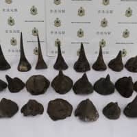 Rhino horns seized by Hong Kong customs | HONG KONG CUSTOMS AND EXCISE DEPARTMENT / HONG KONG CUSTOMS AND EXCISE DEPARTMENT / VIA AFP-JIJI