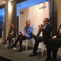 Silvana Koch-Mehrin (center), president and founder of Women Political Leaders, and Michelle Harrison (far right), CEO of Kantar Public, take part in a discussion on the sidelines of the World Economic Forum’s annual meeting on Jan. 25.   | Sayuri Daimon 