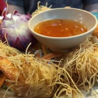 An appetizer of noodle-wrapped prawns is served at Euro Thai Restaurant\'s in Patong, Phuket. | MAI NOGUCHI