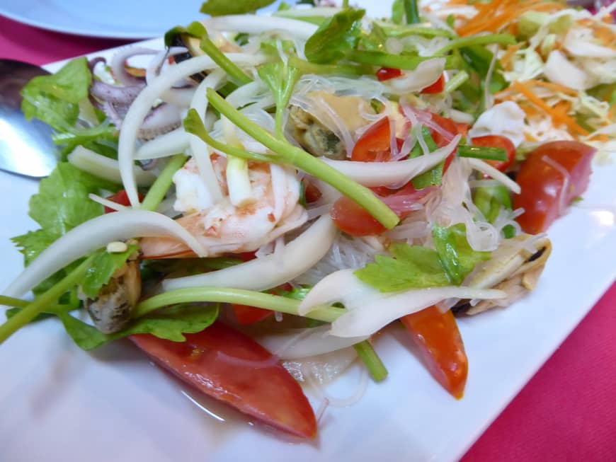 Seafood salad is a spicy dish that