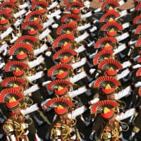 A Delhi Police contingent marches in the 70th Republic Day parade on Jan. 26. | AFP-JIJI