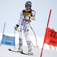 Lindsey Vonn competes in the women\'s super-G at the Alpine Ski World Championships on Tuesday in Are, Sweden. | REUTERS
