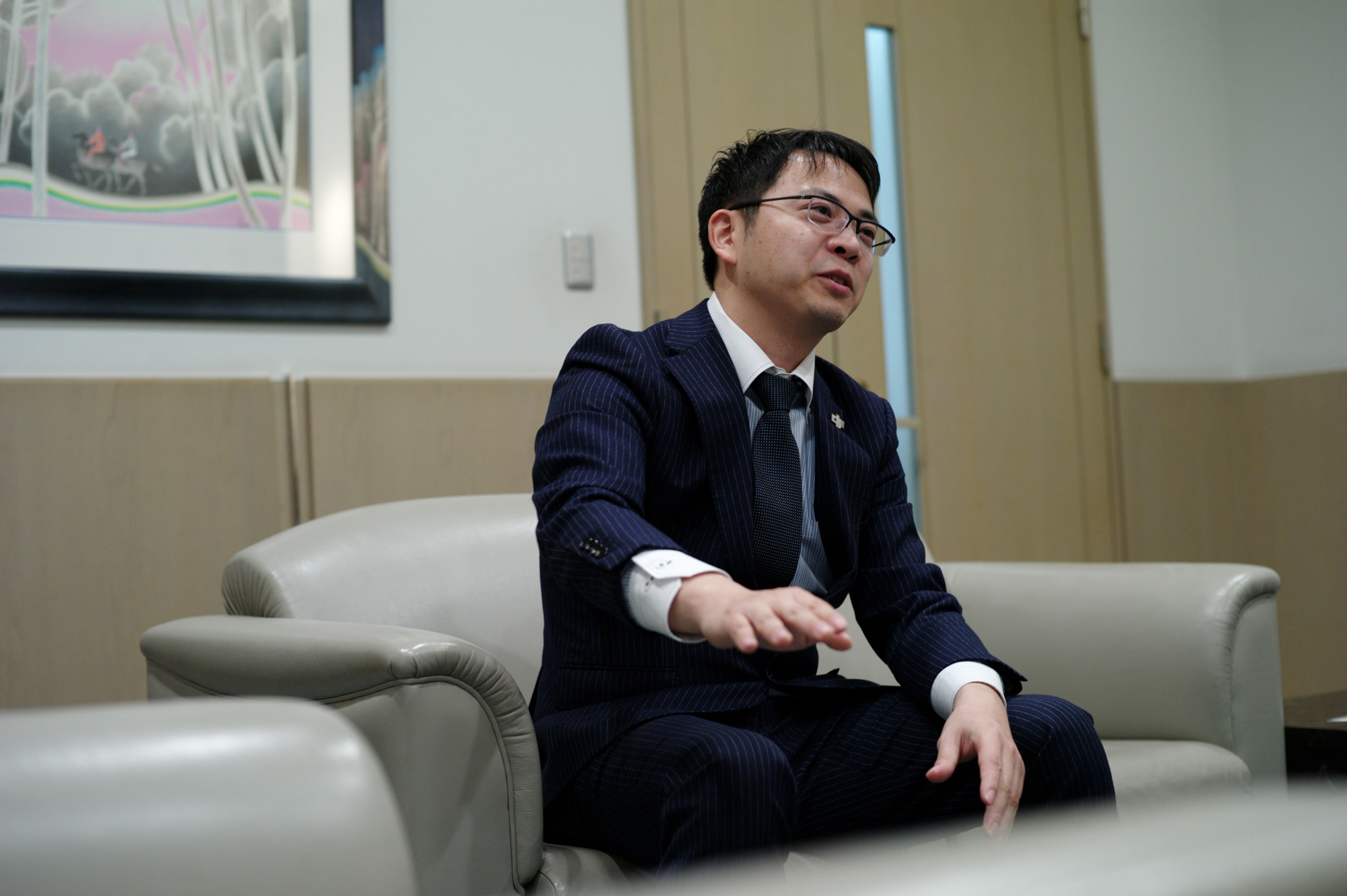 DJI Japan General Manager Allen Wu is interviewed Wednesday in Chiba Prefecture. | RYUSEI TAKAHASHI