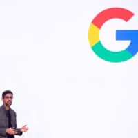 Sundar Pichai speaks on-stage during the annual Game Developers Conference at Moscone Center in San Francisco, California, on Tuesday. Google was fined &#8364;1.49 billion (&#36;1.7 billion) on Wednesday for blocking rival online search advertisers, the third large European Union antitrust penalty for the Alphabet business in two only years | AFP-JIJI