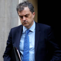 The U.K. Conservative Party\'s Chief Whip Julian Smith is seen on Downing Street in London on Monday. | REUTERS