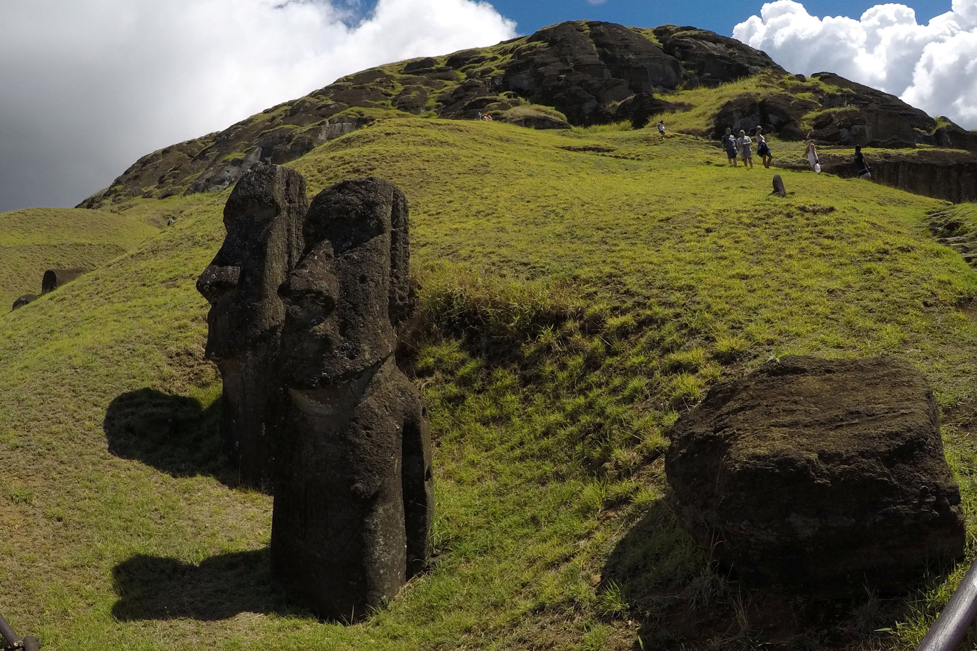 Moai statues stand on a hill on Easter Island on Thursday. | REUTERS
