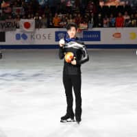 From left: Yuzuru Hanyu, Nathan Chen and Vincent Zhou at the medal ceremony of the 2019 ISU World Figure Skating championships. | DAN ORLOWITZ