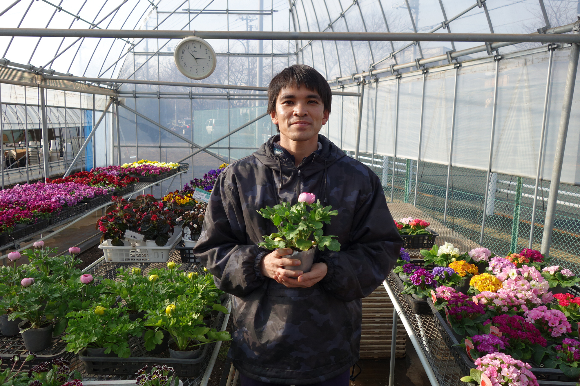 Kazuaki Ebisawa operates a flower farm in the suburban city of Mitaka in western Tokyo.
