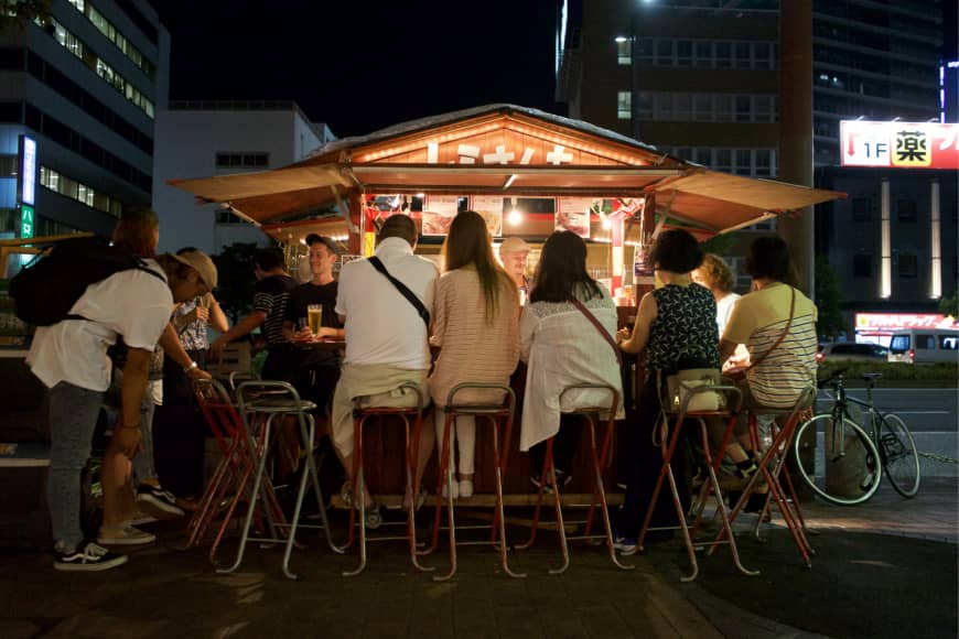 Late-night eats: A yatai food stall in Fukuoka, one of the host cities of the Rugby World Cup.