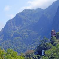 Hiking through history: The pagoda at Xiangde Temple in Tianxiang is perched high above the gorge. Other traditional-style structures can be seen and visited throughout the park. | CHRIS RUSSELL