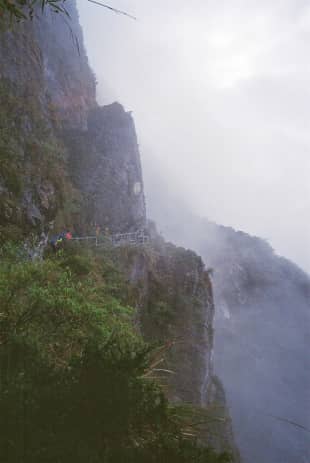 Watch your step: The Zhuilu Old Road takes you along a 500-meter path that runs 700 meters above the gorge below, and with few concessions to safety.