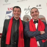 Winning pair: Luca Fantin (left) and Fabrizio Fiorani of Bulgari Il Ristorante had a second reason to celebrate after Fiorani won the Asia\'s Best Pastry Chef award. | BLOOMBERG