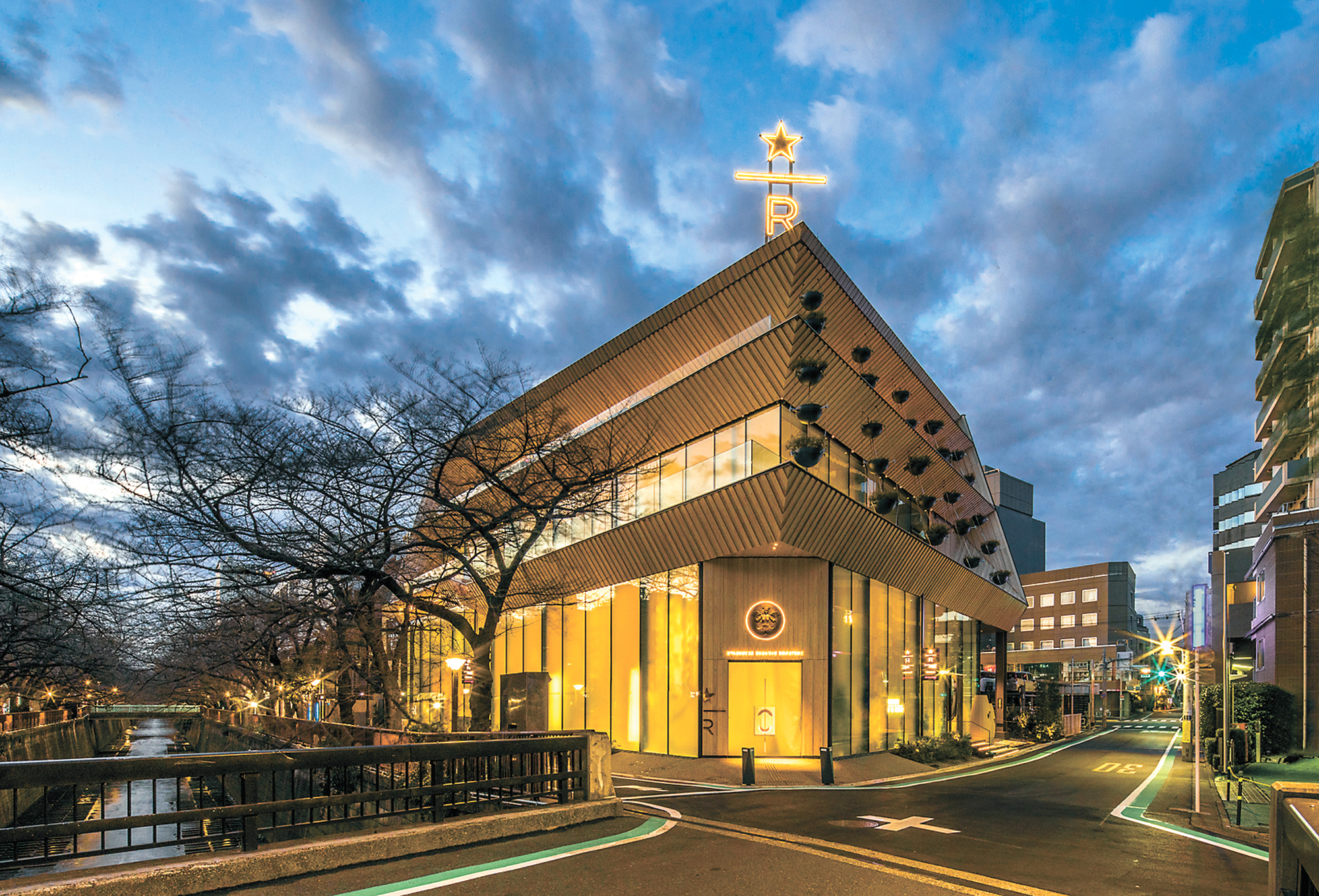 Designed and built from the ground up: The exterior of the Kengo Kuma-designed roastery.