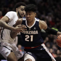 Rui Hachimura averaged 20.6 points and 6.7 rebounds per game for Gonzaga this season. Hachimura was named the West Coast Conference Player of the Year on Tuesday. | AP