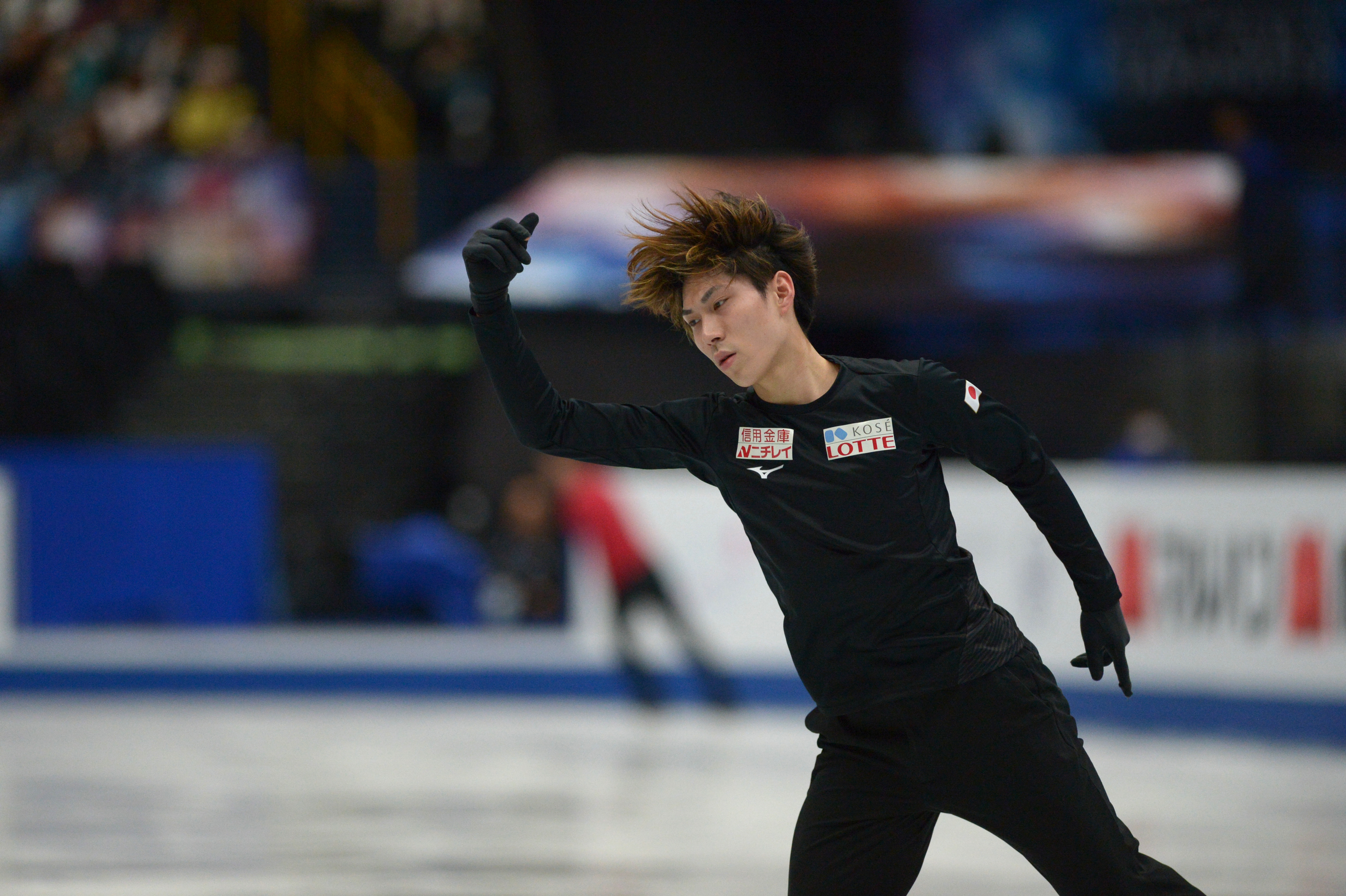 Keiji Tanaka practices his short program on Tuesday.