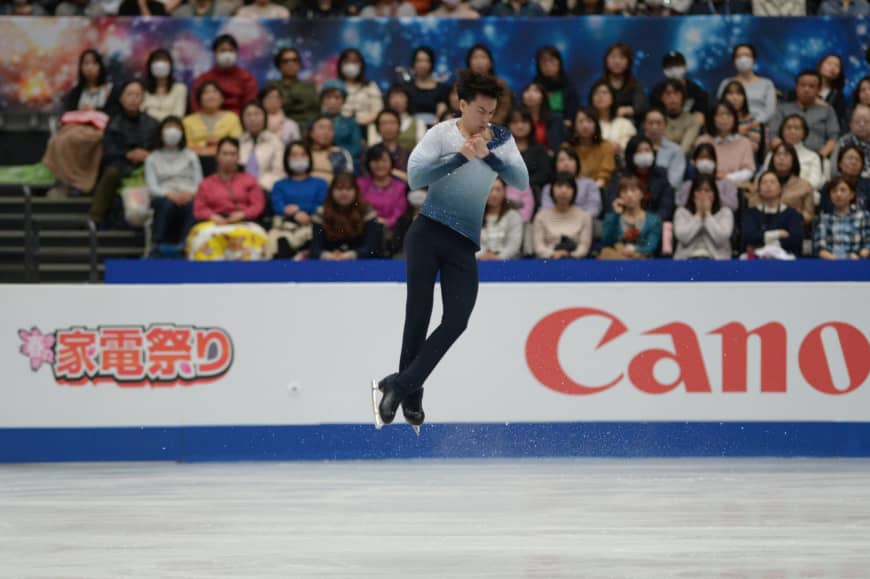 Vincent Zhou jumps during his short routine. The American scored 94.17, ending the night in fourth place.