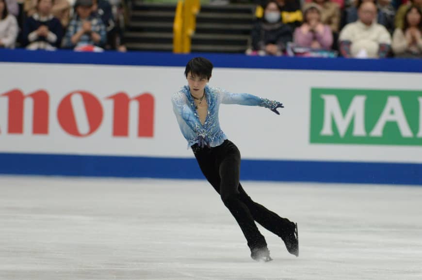 Japanese superstar Yuzuru Hanyu performs his short program on Thursday.