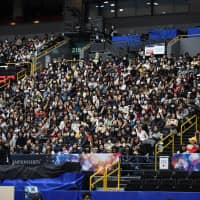 Big crowds turned out Tuesday at Saitama Super Arena to watch Japan\'s skaters train ahead ahead of the World Championships. | DAN ORLOWITZ