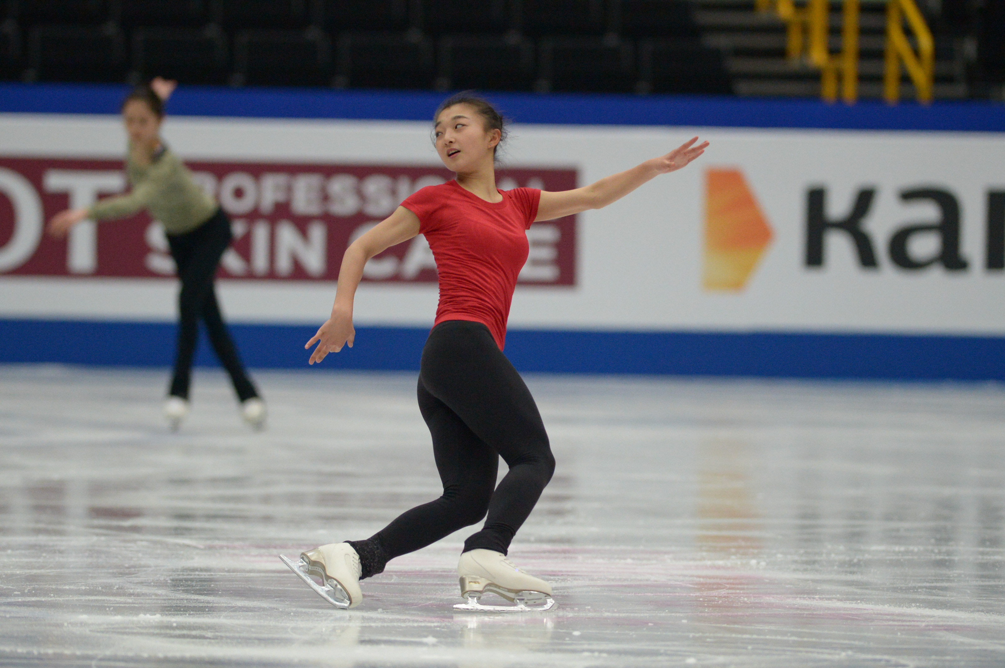 Kaori Sakamoto practices her short program.