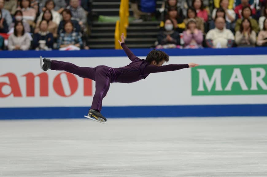 Reigning Four Continents and Japanese national champion Shoma Uno leaps during his short program.