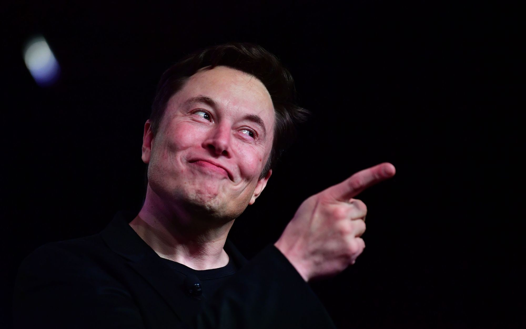 Tesla CEO Elon Musk speaks during the unveiling of the new Tesla Model Y in Hawthorne, California, last month. | AFP-JIJI