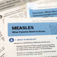 Materials are seen left at a demonstration by people opposed to childhood vaccinations after officials in Rockland County, a New York City suburb, banned children not vaccinated against measles from public spaces, in West Nyack, New York, March 28. | REUTERS