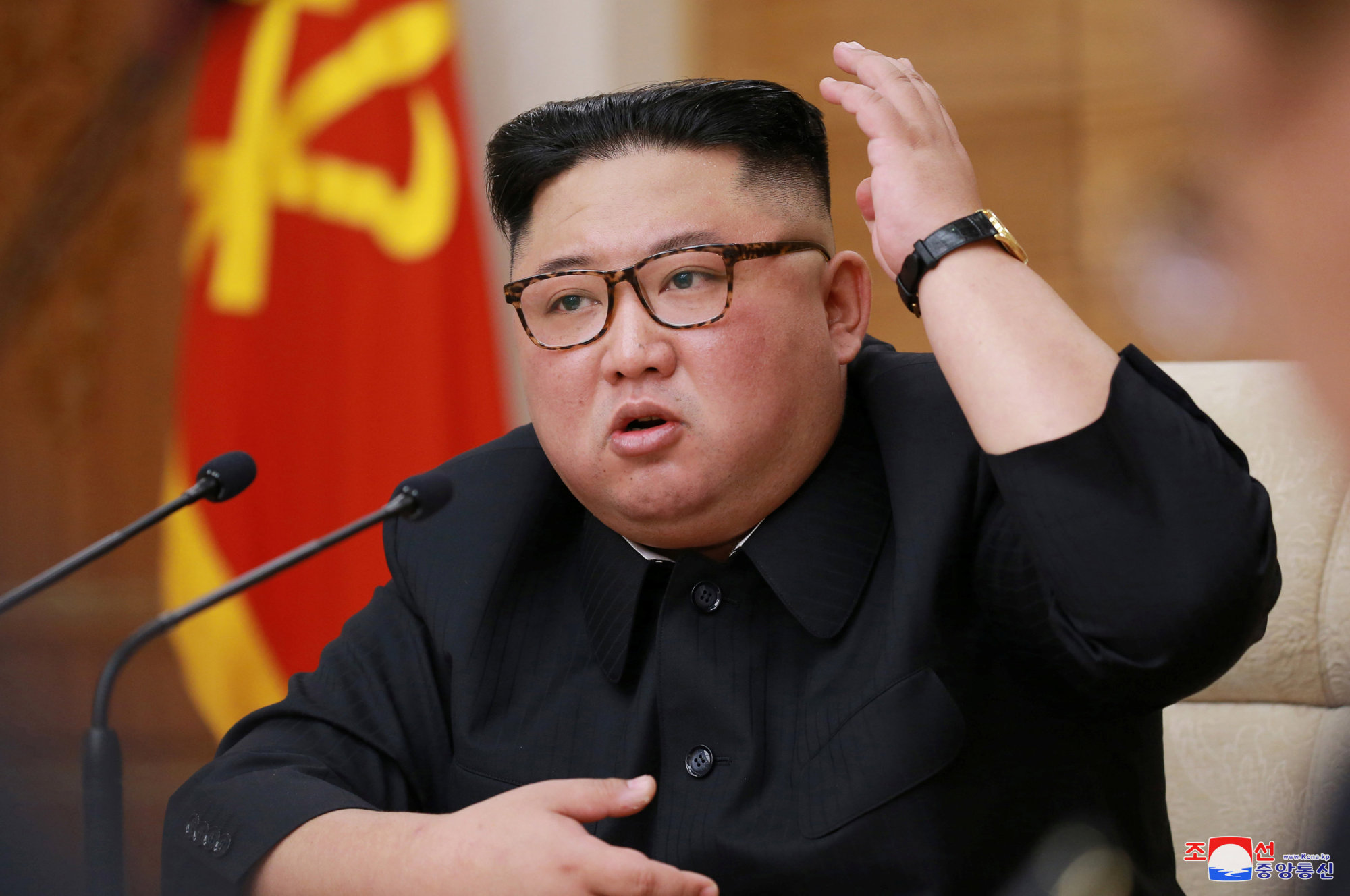 North Korean leader Kim Jong Un attends an enlarged meeting of the Central Committee of the Workers' Party of Korea in Pyongyang in this photo released Wednesday. | REUTERS