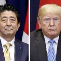 Prime Minister Shinzo Abe and U.S. President Donald Trump | KYODO