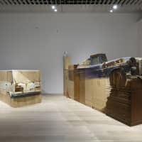 Fumiaki Aono\'s \"Mending, Substitution, Consolidation, Serial Arrangement, \'Restoration of a Mercedes-Benz,\' Tokyo/Miyagi (a car buried in the ground of the Satohama Shell Mound in Okumatsushima)\" (2018) et al. | KIOKU KEIZO, PHOTO COURTESY OF MORI ART MUSEUM, TOKYO