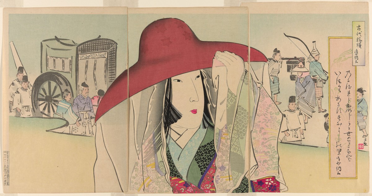 A triptych depicting Sei Shonagon, author of 'The Pillow Book,' by Kobayashi Kiyochika (1896) | KOBAYASHI KIYOCHIKA / CC0 1.0