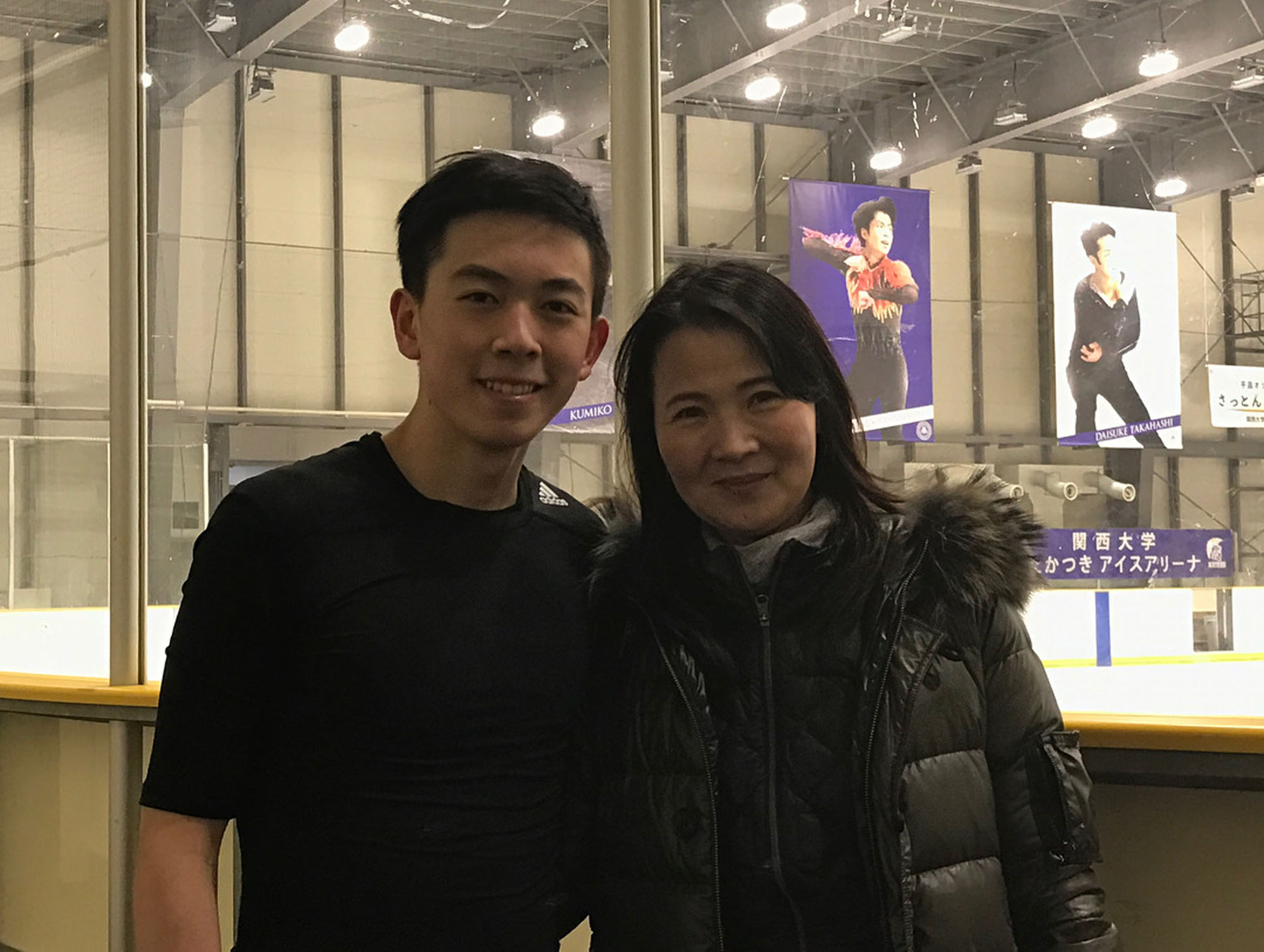 American skater Vincent Zhou, the world bronze medalist, and top coach Mie Hamada, seen at Kansai University's rink, have collaborated for the past two seasons in Japan and the U.S. with positive results. Source: Instagram | U.S. NAVY