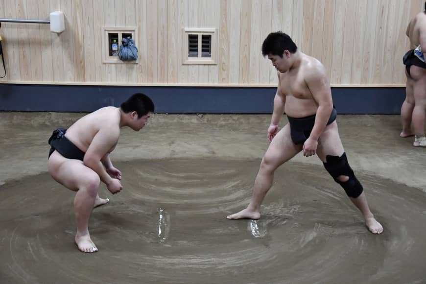 Wrestlers square off during Naruto Beya