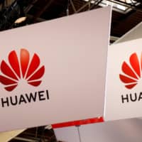 The logo of Huawei is seen at the high profile startups and high tech leaders gathering, Viva Tech, in Paris May 16. | REUTERS
