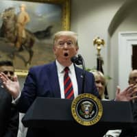 President Donald Trump speaks during a event on medical billing, in the Roosevelt Room of the White House Thursday in Washington. | AP