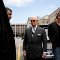 Roger Stone, longtime political ally of U.S. President Donald Trump, departs following a hearing to convince a judge to dismiss charges stemming from special counsel Robert Mueller\'s probe into Russian interference in the 2016 election, at U.S. District Court in Washington Thursday. | REUTERS