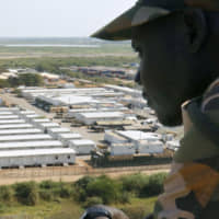 The base camp used by the Ground Self-Defense Force during its peacekeeping mission is seen in Juba last May, after Japanese troops withdrew from the U.N.-sponsored mission in South Sudan the year before. | KYODO