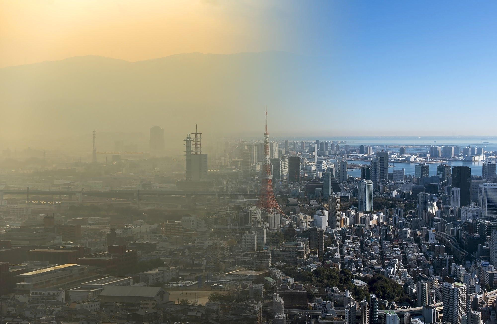 Clear skies: Particulate matter emissions in Tokyo have dropped from 6.25 tons in 2000 to 2.24 tons in 2010, while the portion from automobiles out of all PM emissions has fallen from 52 percent to 7 percent. | GETTY IMAGES