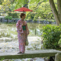 A walk in the park: A contemplative moment at Shoseien, a 17th-century stroll garden in Kyoto. | STEPHEN MANSFIELD