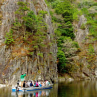 Swallowed up: A boat carrying day-trippers is guided through the Sandankyo Gorge, Hiroshima Prefecture. | ANGELES MARIN CABELLO