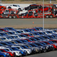 New Toyota vehicles stand in a manufacturing plant stockyard in Tijuana, Mexico, on April 30. | REUTERS
