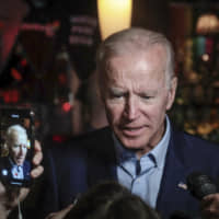 Former Vice President and 2020 Democratic presidential candidate Joe Biden addresses patrons and media during a visit to the Stonewall Inn Tuesdayin New York. Biden paid a visit to the Stonewall Inn ahead of the 50th anniversary of an uprising that helped spark the gay rights movement. | AP
